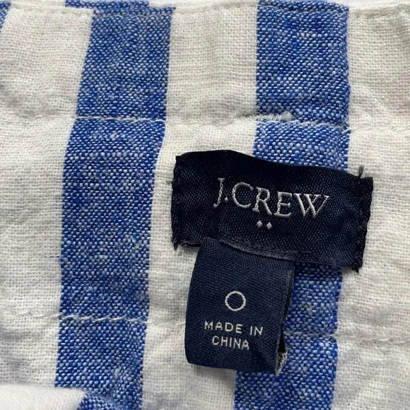 J Crew Factory linen blend paper bag waist striped pants Size 0 Blue White - Picture 3 of 13